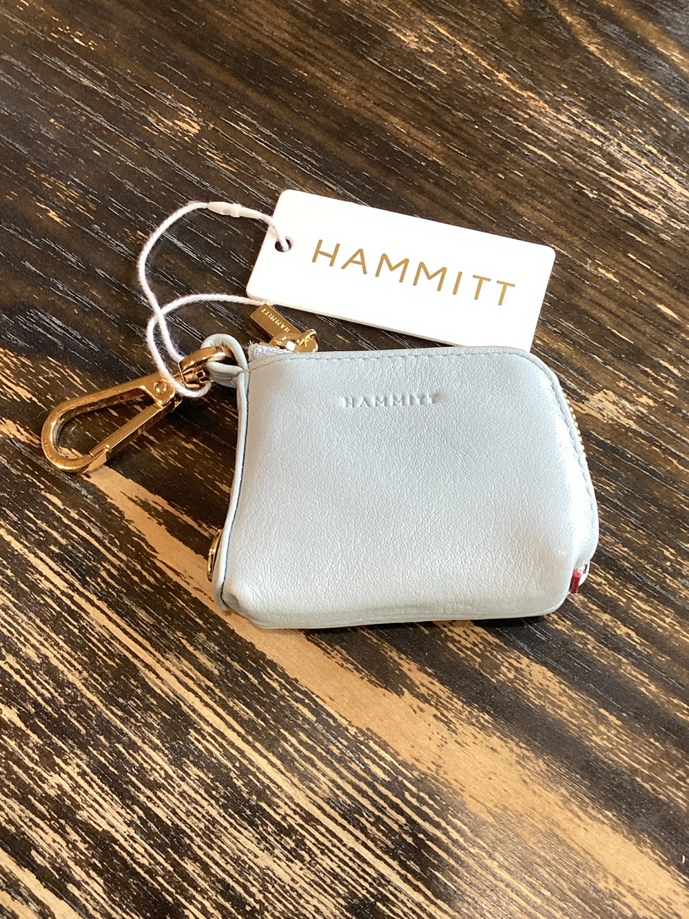 Hammitt Small Blue Leather Key Pouch with Gold Hardware